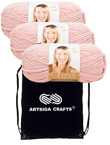 Lion Brand Yarn Vanna'S Choice 860-101 Pink | 3 Skeins, Same Dye Lot, Project Bag, CYC #4 Worsted, 100% Acrylic, Ideal for Crochet, Knitting Blankets, Hats, Scarves - color: 860-101-Pink