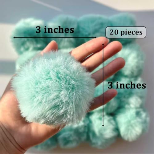 MIUPOO Craft Pom Pom Balls,Large Poms Costume Accessory, Pom pom Balls for Arts and DIY Creative Crafts Decorations,3 Inches,20 Pieces,Lake Blue. - style: Lake blue