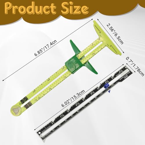 2 Pcs 5-in-1 Sewing Gauge, T-Shaped Sliding Ruler Set | Plastic Aluminum Durable, 12" Graduation 1/8" Precision, Locking Slider, For Garment Quilting Craft - color: 2 Pcs Kit