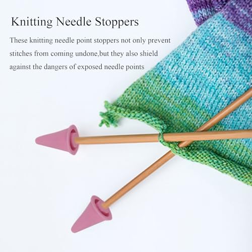 8pcs Knitting Needle Stoppers, Pink Large Silicone Knitting Needle Point Protector Needle Tip Cap Stitch Stopper Protector Cover Knitting Accessories Supplies for Knitting Needle, SATONBEYI - color: Pink, size: Silicone-Large-8P