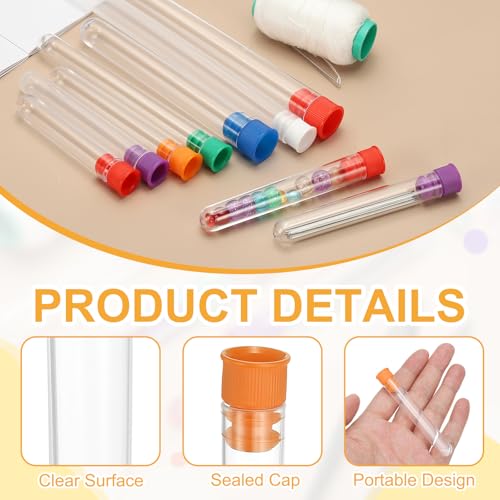 PATIKIL 3" Length Plastic Sewing Needle Storage Holder, 16 Pcs Portable Embroidery Needle Clear Pin Toothpick Storage Tubes Case for Craft Knitting, Orange - color: Orange, size: 3"