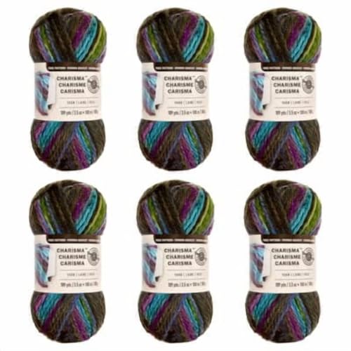 Loops & Threads Charisma Yarn - Multicolor Yarn for Knitting, Crochet, Weaving, Arts & Crafts - Charcoal, Bulk 6 Pack - color: Charcoal