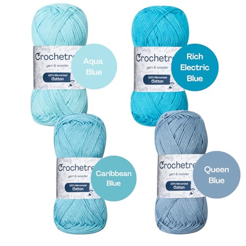 Premium Mercerized Cotton Yarn for Crochet & Knitting – Fingering Weight 4-Ply, 50g (1.76 oz) / 125 m (136 yds), High-Gloss, Anti-Splitting, Fade-Resistant Cotton (Sky Blue) - color: Sky Blue