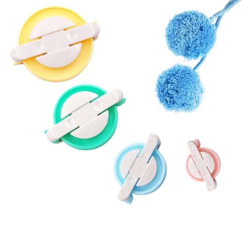 Pom Pom Maker Set – 4 Sizes Yarn Ball Weaving Tools for DIY Crafts, Fluffy Wool Pompom Maker for Knitting, Crochet, Decorations and Handmade Projects