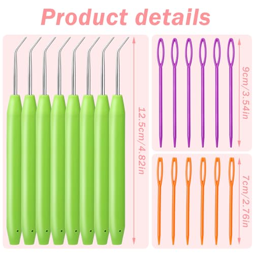 Wonvoc 8 Pcs Green Knitting Loom Hooks, Loom Knit Hook Set | Crochet Needle Hook Kit, with 12 Pcs Colorful Plastic Sewing Needles Looming Needles for Knitting Looms & Boards - color: Green