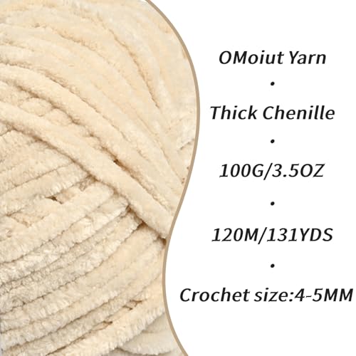 3 Pack Beige Fluffy Velvet Yarn for Crocheting, Chunky Chenille Baby Blanket Yarn for Crocheting, Soft Fuzzy Puzzle Yarn for Knitting, (100g/3.53oz Each) Bulky Thick Amigurumi Crochet Yarns - color: 3 Beige