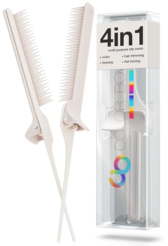 Rat Tail Combs, Teasing Comb, Flat Iron Combs for women, Parting Combs for braiding hair, Hairstylist essentials for Highlights - balayage board hair combs for styling & cutting (2 Pack) - color: White