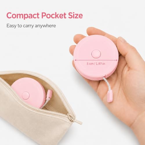 Soft Tape Measure Retractable Body Sewing Tailor Measuring Tape Pink | Retractable Soft Tape Measure With Dual Scale, Green Color, Suitable For Body, Sewing, Tailoring And Craft Measurements - color: pink
