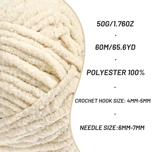 2 Pack Fluffy Velvet Yarn for Crocheting，Baby Blanket Yarn for Crocheting Soft，100g(131yds) Amigurumi Yarns，Plush Chenille Crochet Yarns，Puzzle Yarn for Crochet Weaving Craft(2 Beige) - color: 2 Beige