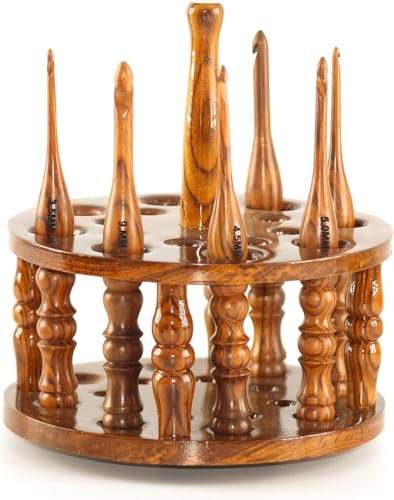 Rosewood Handle Crochet Hooks Hand-Carved Wooden Crochet Hooks - Knit Craft Knitting Needle Weave Yarn/Best Gift - Ergonomic Soft Handle Crochet Hooks. (Set of 13 pcs) (Set of 13 + Stand) - size: Set Of 13 + Stand