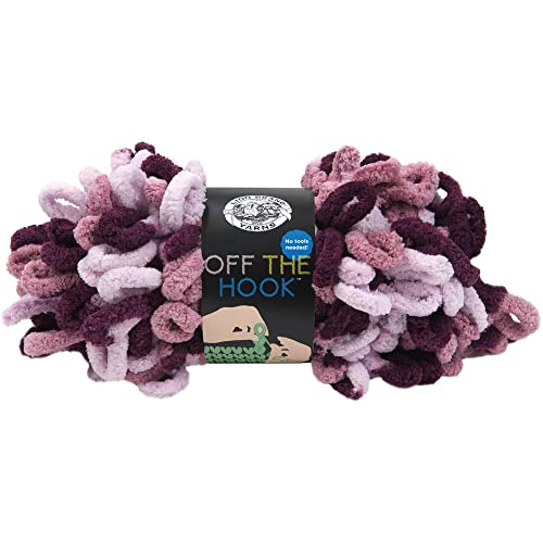(1 Skein) Lion Brand Yarn Off the Hook Bulky No Needle Yarn, Grape Soda | Jumbo Finger Knitting & Crochet Craft Fiber for Beginners, Kids, Classrooms, Create Blankets, Pillows, Stuffed Animals - color: Grape Soda, size: 1 Pack
