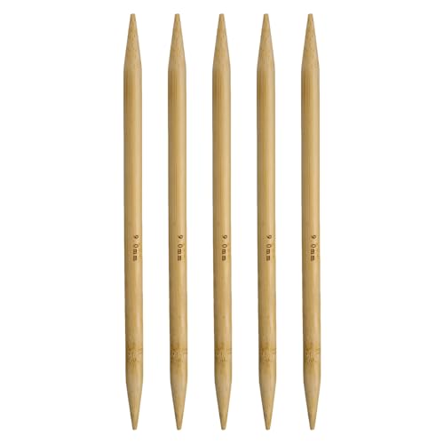 HARFINGTON 5Pcs Bamboo Knitting Needles Double Pointed US 13(9mm) 7.9 Inch(20cm) Straight for Handmade Creative DIY Knitting Craft Yarn, Yellow - color: Yellow, size: US 13(9mm)