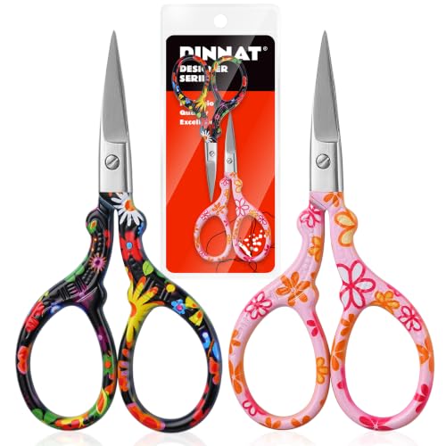 2PCS Sewing Embroidery Scissors, 3.6 Inches Sharp Stainless Steel Crochet Scissor Craft Scissors for Cross Stitch Supplies, Crochet Accessories, Paper Cutting,Threading & Needlework DIY(Black+Pink) - color: Black+pink