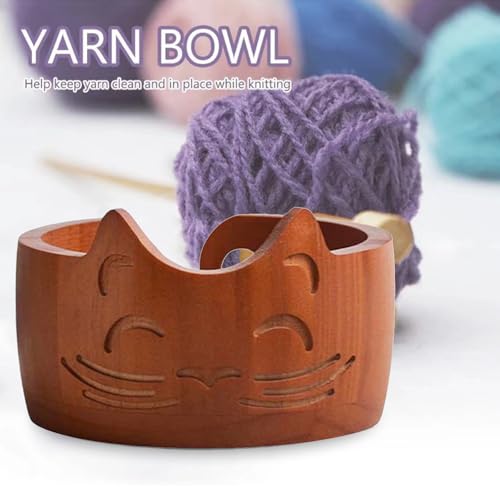 Wood Yarn Bowl, Yarn Bowls for Crochet, Yarn Knitting Bowl, Crochet Yarn Holder Bowl, 6.7inch Yarn Knitting Bowl for Storage Yarn, Wool, String or Crochet #001 - color: #001