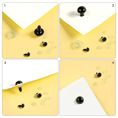 MUCUNNIA 400pcs 8mm Black Safety Eyes with Washers for Crochet Amigurumi | Plastic Craft Eyes for Teddy Bear, Amigurumi Doll, Stuffed Animal, DIY Crafts Making Supplies,Holiday Decorations - size: 8mm