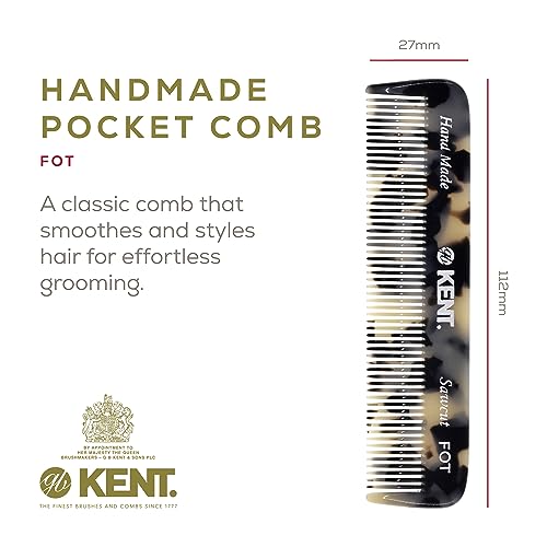 Kent FOT TW - 81T TW Beard Comb Set Pocket for Men - Pocket Combs Kit for Men for Travel and Home, Mustache Comb for Mens, Mini Beard Set for Mens Grooming, Handmade Combs Grooming Set - color: White Tokyo