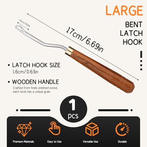 Giwrmu Latch Hook Tool, Large Bent Latch Hooks, Rug Hook (Type 1) | Crochet Needles for Hair, Crochet Hooks for Hair, Rug Hook for Rug Making, Braiding, and Crochet Craft - color: Type 1, size: Large Bent Hook