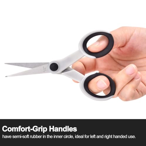 SCAIKTIG 5" Detail Scissors with Slanted-tip, Small Embroidery Scissors All Purpose For Sewing, Fabric, Paper Craft Cutting, White, 3-Pack - color: Grayish White(5“-3 Pack)