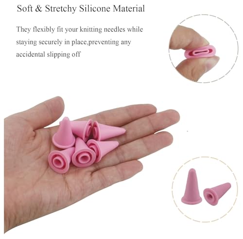 8pcs Knitting Needle Point Protectors, Pink Silicone Knitting Needle Tip Cap Stoppers Stitch Stopper Protector Cover Crocheting Accessories Supplies (Large and Small), SATONBEYI - color: Pink, size: Silicone-Large/Samll-8P