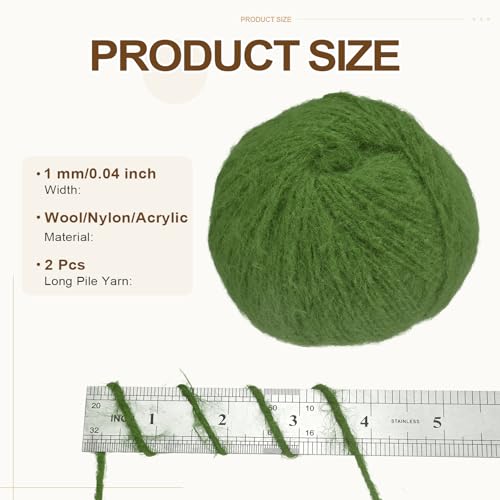 PATIKIL Wool Acrylic Blend Long Pile Yarn 2 Skeins Mohair Yarn Lace Weight for Crocheting Knitting Gloves Hats Socks Scarves, Dark Green - color: Dark Green