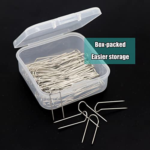 Sewing U Shaped Fork Pins for Fabric 100 Pcs Shadow Box Pins Multipurpose Stainless Steel Straight U-pins for Crafts Quilting Home Decor DIY Sewing Supplies