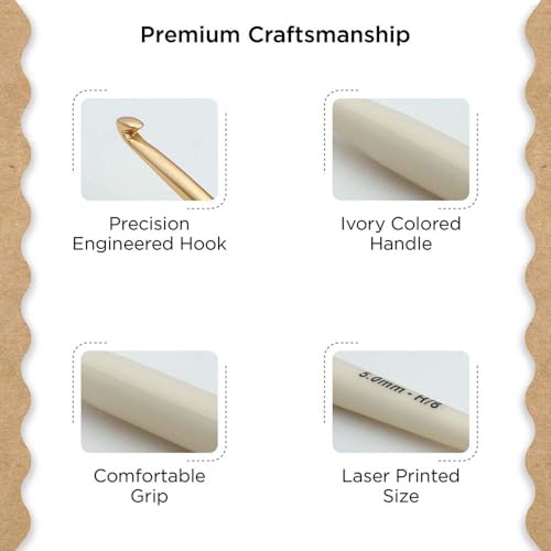 Knitter’s Pride Pearl Single-Ended Aluminum Crochet Hook - 5.00mm - size: 5.00 mm