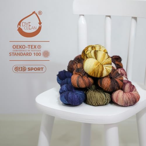 Circulo - Lucky Feet Yarn, Socks Yarn, Hand-Painted Superwash Merino Wool – Soft, Comfortable and Durable - Sport Weight Yarn, 360 yds, 3.52 oz – Color: 5767 Brazilian Green - color: 5767 - Brazilian Green