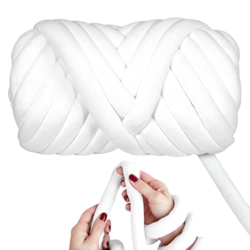2.2 LBS of Super Soft Velvet Bulky Yarn, 36 Yards | For Hand Knitting Blanket, Pillows, Handbag, DIY, White, Arm Knitting Chunky Braided Knot Throw Blanket, Weave Craft Crochet - color: White (Velvet)