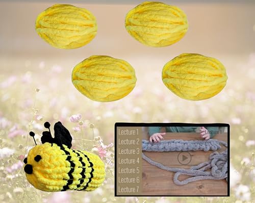 Chunky Yarn No7 Thick Yarn, 250 Grams (Yellow, Pack of 4) - color: LEMON YELLOW