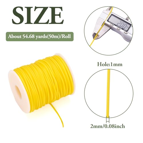 Beadthoven 2mm Hollow Pipe Rubber Tube Cords, 54.68Yards Barber Cord for Knitting Stitch Holder, Tubing Rubber Cord with Spool for Bracelet Jewelry Making DIY Crafts 1mm Hole - Gold - color: Gold, size: 2mm