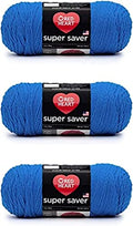 Red Heart Super Saver Yarn for Crocheting & Knitting, Blue, 3-Pack - color: Blue, size: 3-Pack