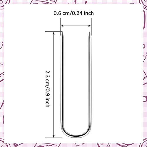 MTLEE 200 Pcs Sewing U Pins Fork Needlecrafts Shadow Box Pin Multipurpose Stainless Steel Positioning Fork Pins Double Blocking U Pin for Quilting Sewing DIY Crafts Plant Jewelry Display Home Decor - color: Silver