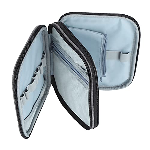Crochet Hooks Storage Bag 2 Layer 600D Oxford Fabric Knitting Needles Organizer Zipper Flat Open Protective Cover Travel Case Gray