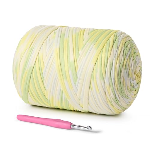 800g T-Shirt Crochet Yarn for Crocheting Crafts/Bags/Basket/Coaster,Hand Knitting Tshirt Yarn for Crochet,228yds T Shirt Yarns with High Elastic Thick Yarns Polyester Fabric（Bergamot） - color: Bergamot