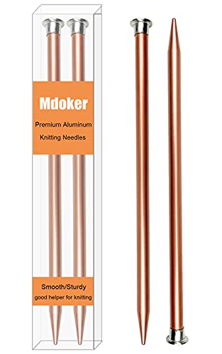 Mdoker 13.8 Inch Aluminum Knitting Needles Colored Straight Single Pointed Metal Sweater Knitting Needle for DIY Knitting Projects,Size US 13(9mm) - color: Champagne, size: US 13(9mm)