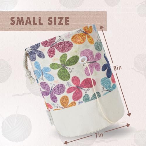 Yarn Bag, Small Knitting Crochet Bag, Portable Yarn Storage Bags Organizer for Crocheting Project, Store Skein Ball, Short Knitting Needle (Butterfly) - color: Butterfly, size: Small