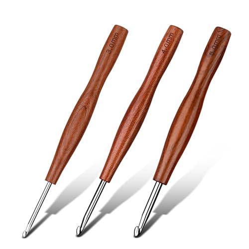 Nitlak 3/4/5mm Crochet Hook Kit, Ergonomic Crochet Hook for Arthritic Hands | 3 Size Aluminum Ergonomic Crochet Needles for Arthritic Hands, Crochet Kit for Beginners Knitting Sweaters, Blankets - size: 3 Size-3.0mm/4.0mm/5.0mm
