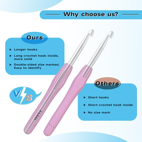Mayboos 14 Sizes Crochet Hook Set, Large Crochet Hooks Yarn Needle Kits | 2.0mm~10.0mm Knitting Needles with Ergonomic Handles for Beginners - size: 14 Sizes