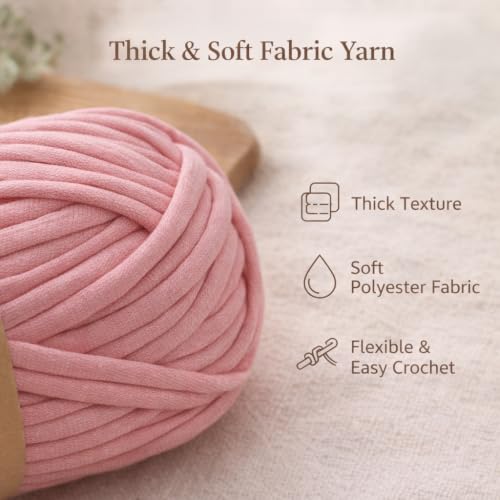 T-Shirt Yarn for Crochet Bags and Shoes, 100g Thick Fabric Yarn for Slippers, Sandals, Handbags, Soft Washable for DIY (08 Denim Blue) - color: 08 Denim Blue