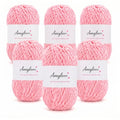 Amylove 6 Rolls Soft Velvet Chenille Yarn for Crocheting 1182 Yards Polyester Blanket Fuzzy Thick Yarn for DIY Knitting Bulky Weaving Crafts, 197 yd, 3.53 oz Each Roll(Pink) - color: Pink