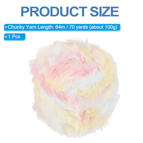 PATIKIL 70 Yards Faux Fur Yarn, 1 Skeins Fuzzy Yarn Crochet Fluffy Soft Chunky Polyester Plush Fur Eyelash for Crocheting Knit Blanket Rug Sweater Scarf Hat Bear Craft, Yellow Pink White - color: Yellow Pink White, size: 70 Yards