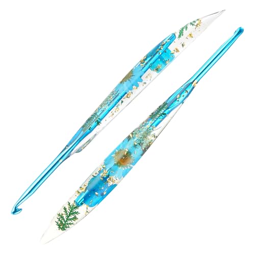 5mm Crochet Hook, Ergonomic Crochet Hooks with Floral Resin Grips | Stylish and Unique Knitting Needles ,Crochet Needles for Beginners, Arthritic Hands and Professional - size: 5.0mm