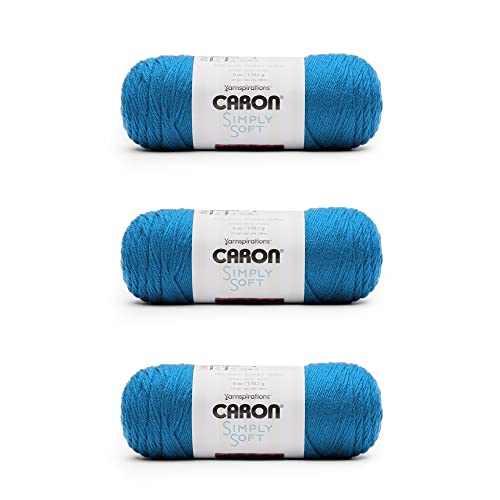 Caron Simply Soft Yarn for Crocheting & Knitting, Cobalt Blue, 3-Pack | #4 Worsted Medium, Soft 100% Acrylic Yarn for Crochet, Knitting, Blankets and Crafts, 315 Yards, 170.1g/6oz per skein - color: Cobalt Blue, style: Simply Soft