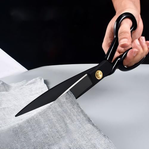 Fabric Sewing Scissors 10 Inch Heavy Duty Tailor Shears Professional | 10 Inch Professional High Carbon Steel Sewing Scissors with Sharp Blades and Rubber Handle for Fabric and Leather Cutting