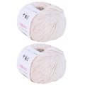 Fine Weight Knitted and Crocheted Cotton Yarn, 100% Long Staple Cotton Yarn, Baby Sports, 2 Packages of 100g/3.52oz (Per Skein 50g/162yards)-Milk Tea White - color: PM02-Milk Tea White