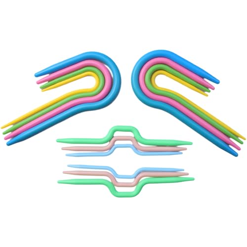 FDXGYH 14pcs U Shape Multicolor Bent Cable Stitch Holder Needles Plastic Twist Curved Hand Knit Knitting Needles - size: U Shape