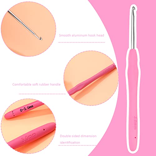 SHWAKK Crochet Hook, 3.0 mm Ergonomic Crochet Hook for Arthritic Hands | Crochet Needles, Ergonomic Handle, Knitting Needles with Soft Handle Beginners and Experienced Crochet Hobbyists (3.0 mm) - size: 3.0mm