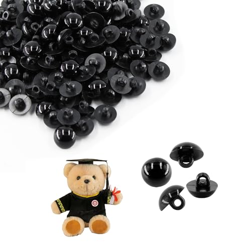 150PCS 0.39Inch Black DIY Mushroom Eyes Button, Round Plastic Safety Eyes Button Sewing Craft Eyes for Bear Crochet Puppet Plush Stuffed Animals Doll Making - size: 0.39inch/10mm