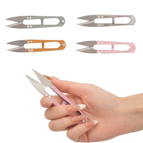 4 Pack 4.1-Inch High Carbon Steel Mini Sewing Scissors - Precision Craft Snips for Trimming Leaves, Sewing, Knitting, DIY Crafts & More