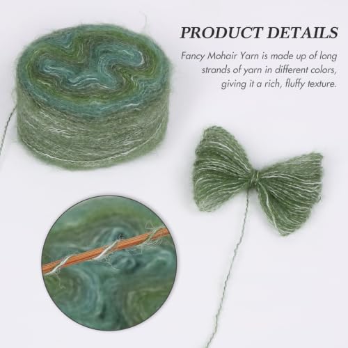 NICEEC 2 Skeins Fancy Mohair Blend Yarn 3.53oz/438yds - Greenery | Crochet & Knit, DIY Project Starter Kit，Handbag，Sun Hat，Shoes， Shopper Bag - color: Greenery